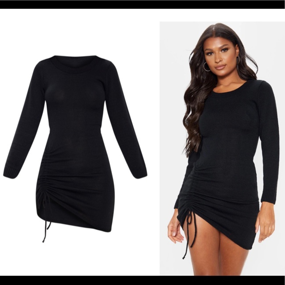 Black knit sweater dress